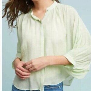 Maeve Anthropologie Brynna Light Green Button Up Blouse Dolman Sleeve Women's XS